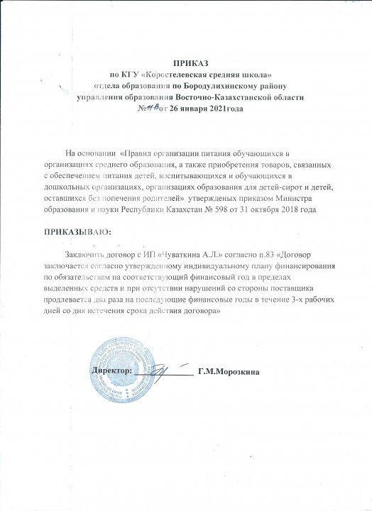 Приказ школы 2021г