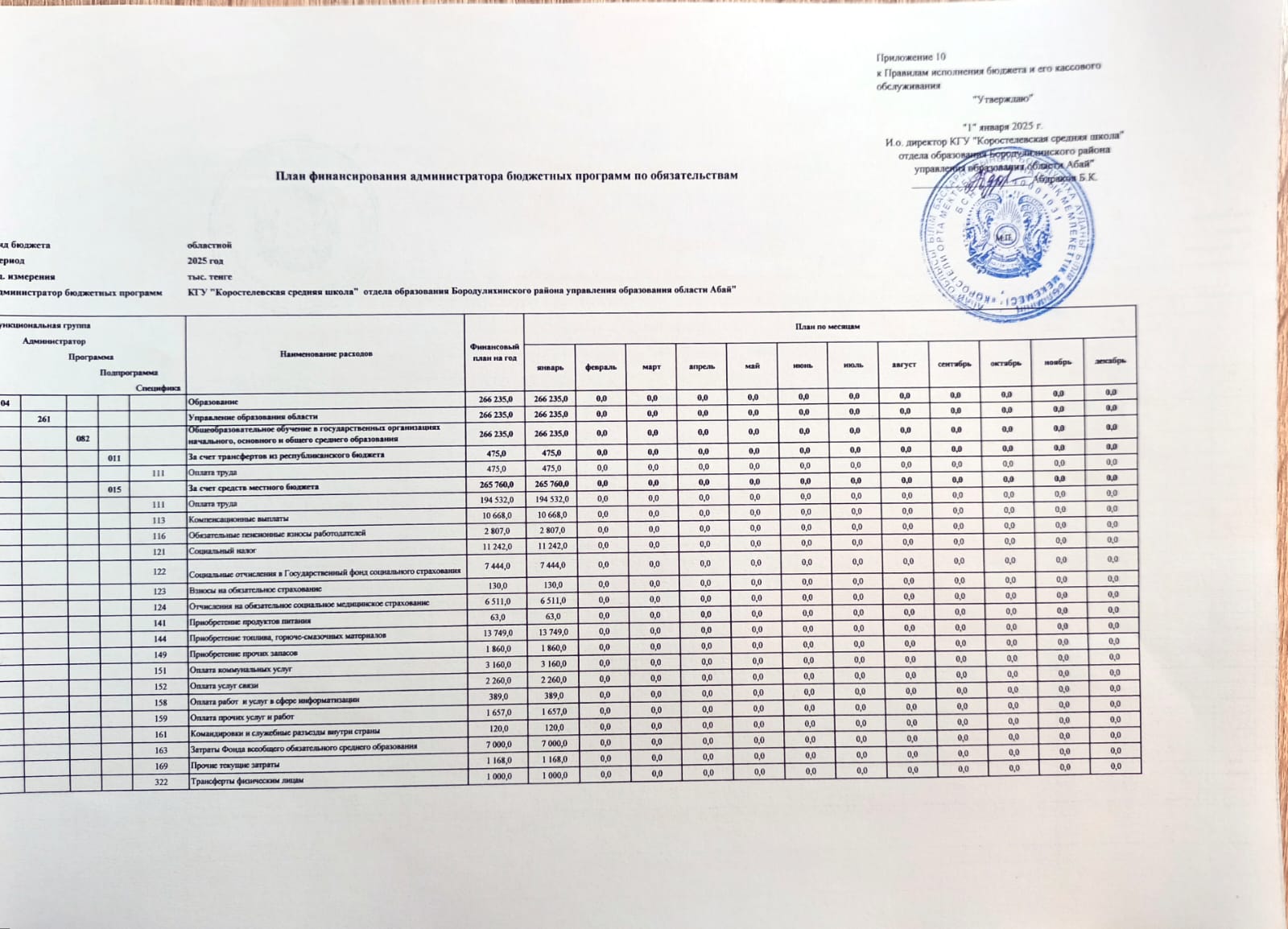 Индивидуальный план финансирования на 2025 год
